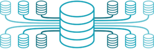 Illustration of data model with multiple data sets converging to a central data repository.